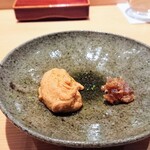 鮨 さかい - 余市のあん肝、刻んだ奈良漬