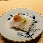 鮨 唐島 - 鱧の炭焼、わさび、梅肉味噌