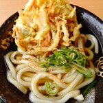 はなまるうどん - 温かけ小220円＋野菜かき揚げ130円