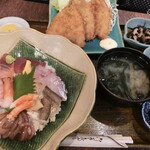 河童土器屋 - 上海鮮丼とアジフライのセット(2,000円）
