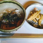 まるもと - 胡桃茶漬けと香物