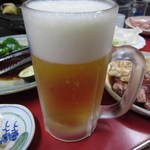炭火焼肉 てんぐ - 生ビールに変更　生中って注文しても大です。