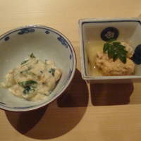 ぎおん 阪川 - 桜海老の湯葉和えと蟹の子
