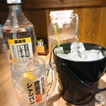 Taishuu Nikusakaba Takechan - 各テーブルにセットが。
                        好きなだけレモンサワー飲み放題！！
                        炭酸水がたっぷり～(*´∀｀)