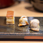h Sushi Fukuju - 玉、穴子 塩とツメ