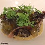 カーサ・デル・チーボ - ｱﾜﾋﾞと生木耳のｺﾝｿﾒｼﾞｭﾚがけ