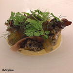 カーサ・デル・チーボ - ｱﾜﾋﾞと生木耳のｺﾝｿﾒｼﾞｭﾚがけ