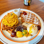 カフェ フーゴ - 【2020/9】大浜みやこのかぼちゃモンブランワッフル