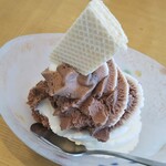 丸岡二八そば 大宮亭 - 20/9 ソフトクリーム（チョコバニラ）:350円