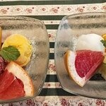 Chichuukaisakaba Kokochino - ランチのデザート マンゴーカシス 青りんごライチ