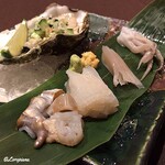 お料理 七草 - 殻付き牡蠣と活烏賊