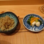 御料理 まつ山 - ちりめんじゃこと漬物