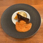 ラ メゾン グルマンディーズ - ランチコース(\2,000)　スズキのポアレ、イタリアンなす、バターナッツかぼちゃ