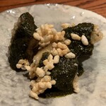 にしぶち飯店 - 小浜の鮑　中華風フリット　肝と海苔のソース