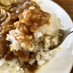 パーラーつるや - カレー側は至って普通の家カレーだけどパスタの甘目醤油流れてきて楽しい♪