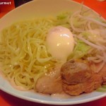 ちばから - つけ麺醤油(温玉付き) 「ヤサイニンニクアブラ」(800円) 2012/07