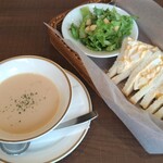 Kurashiki Kohi Ten - 朝玉子サンドセットと本日のスープ