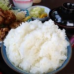 Atariya - チキン唐揚げ定食：ご飯大盛り