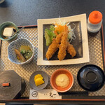 割烹 丸一 - 中ののエビフライ定食@1200