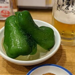 野菜巻き串 薄田商店 - バリバリピーマン！非常にフレッシュ！ほのかな甘味。味噌が合うぅ～♪