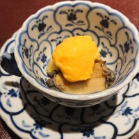 一本木石橋 - 蒸し鮑といちじく、卵黄ソース