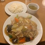 南海飯店 - かたい焼ソバ＋ライス