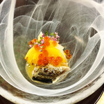 楓の小舎 - 合肴 |秋刀魚酢〆 柿、大根なます、イクラ、花穂、柿酢掛け