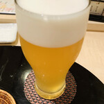 Sushi Ninomiya - 生ビール、白穂乃香