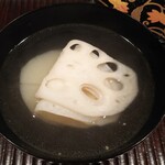 京天神 野口 - ●薩摩地鶏スープ、新蓮根