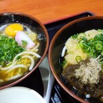 丸忠うどん - 肉玉うどん（650円）天ぷらうどん（500円）