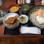 越前そばの里 - 福井定食+焼鯖寿司
            おろし蕎麦(大盛り)とソースカツ丼のセットです。