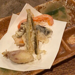 柳家 - パプリカ、茗荷、アジメドジョウ他天ぷら