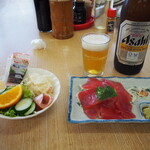 Fumiya Shokudou - ポテトサラダ、マグロ造り、ビール
