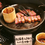 あわら温泉 ホテル八木 - 松坂牛レアかつ そばの実味噌がけ@牛カツの王者