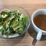 ステーキハウス松木 - ランチのサラダ＆スープ