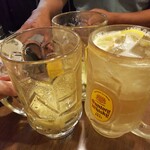 金町製麺 - メガハイボールで乾杯