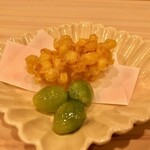 川田 - 2020.8.  トウモロコシのかき揚げと新銀杏