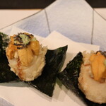 季節料理 よし野 - ホタテ天の生ウニのせ