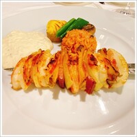 レストラン カスケード - 海老とアワビの串焼き