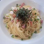 ナノカフェ - ランチセットのベーコンとアスパラの和風パスタ( ´艸｀)♡バター醤油味♡