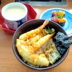 Muten Kurazushi - 天丼￥390＆ねぎとろユッケ￥100＆茶碗蒸し￥180