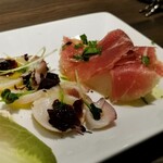 創作イタリアン Gemelli - 水ダコのカルパッチョ、梨生ハム