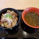 かっぱ寿司 - ねぎ塩牛カルビ丼セット　637円　