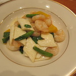 芝エビとマコモの香草炒め