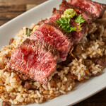 Burnt garlic butter rice & domestic beef Steak