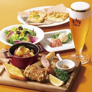 小1時間の カジュアルコース 料理8種4皿提供 個人盛 1時間飲み放題 東京駅 丸の内 新年会 歓迎会 二次会 銀座ライオン Leo 丸の内センタービル店 大手町 ビアホール ビアレストラン 食べログ