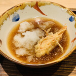 日本橋 蕎ノ字 - ■車海老の頭
      足のカリカリさと、海老みその味がまた堪らない。
      