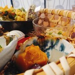 農家のオーベルジュ こもれび - 野菜の炊合わせ、カボチャの上品な煮かたに感心