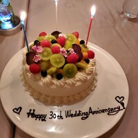 フランス料理 オークヴィル - 娘達がホールケーキ頼んでくれていた