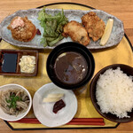 魚斉 - カキフライと蟹クリームコロッケ御膳¥1210